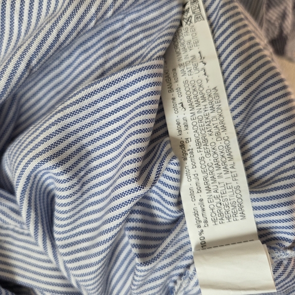 Zara Womens Blue White Striped Sz Small Buttom Collar Belted Shirt Dress - Picture 16 of 16